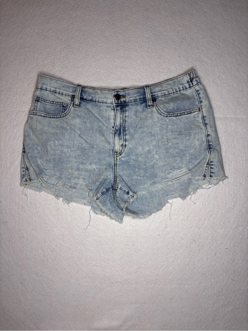 aerie Light Blue Distressed Denim Jean Shorts Woman’s Size Large